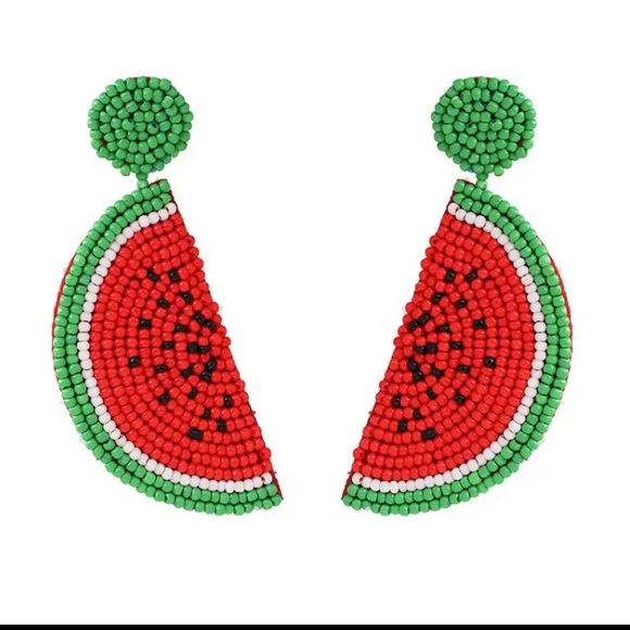 🔥 RESTOCKED! 🔥 Watermelon Earrings Fruit Seed Bead Dangle - Picture 3 of 7